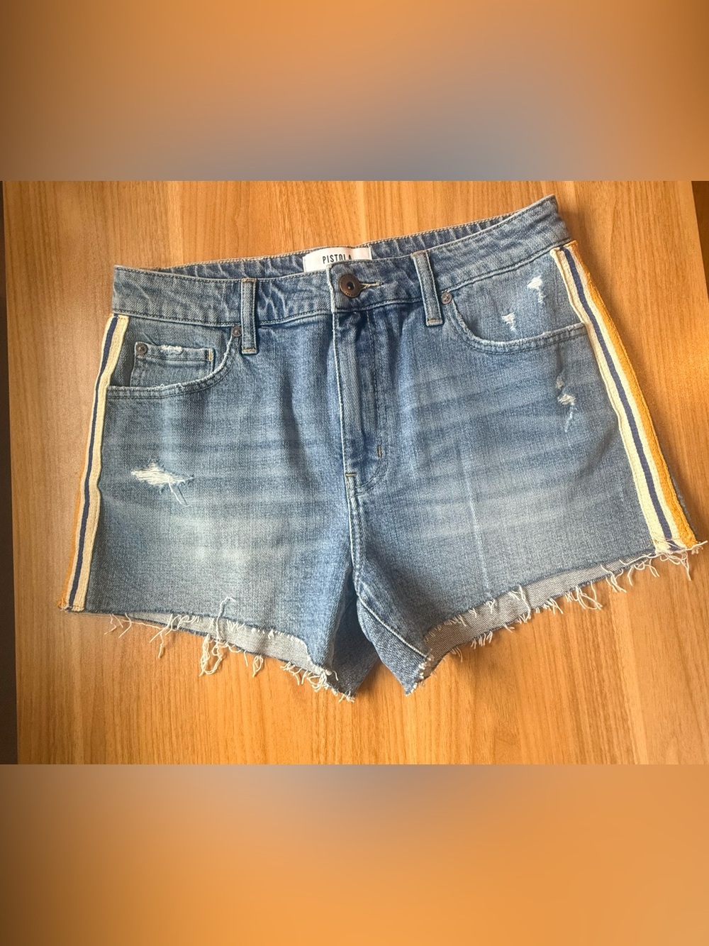 Pistola Winston High Rise Side Stripe Cutoff Denim Shorts Size 27